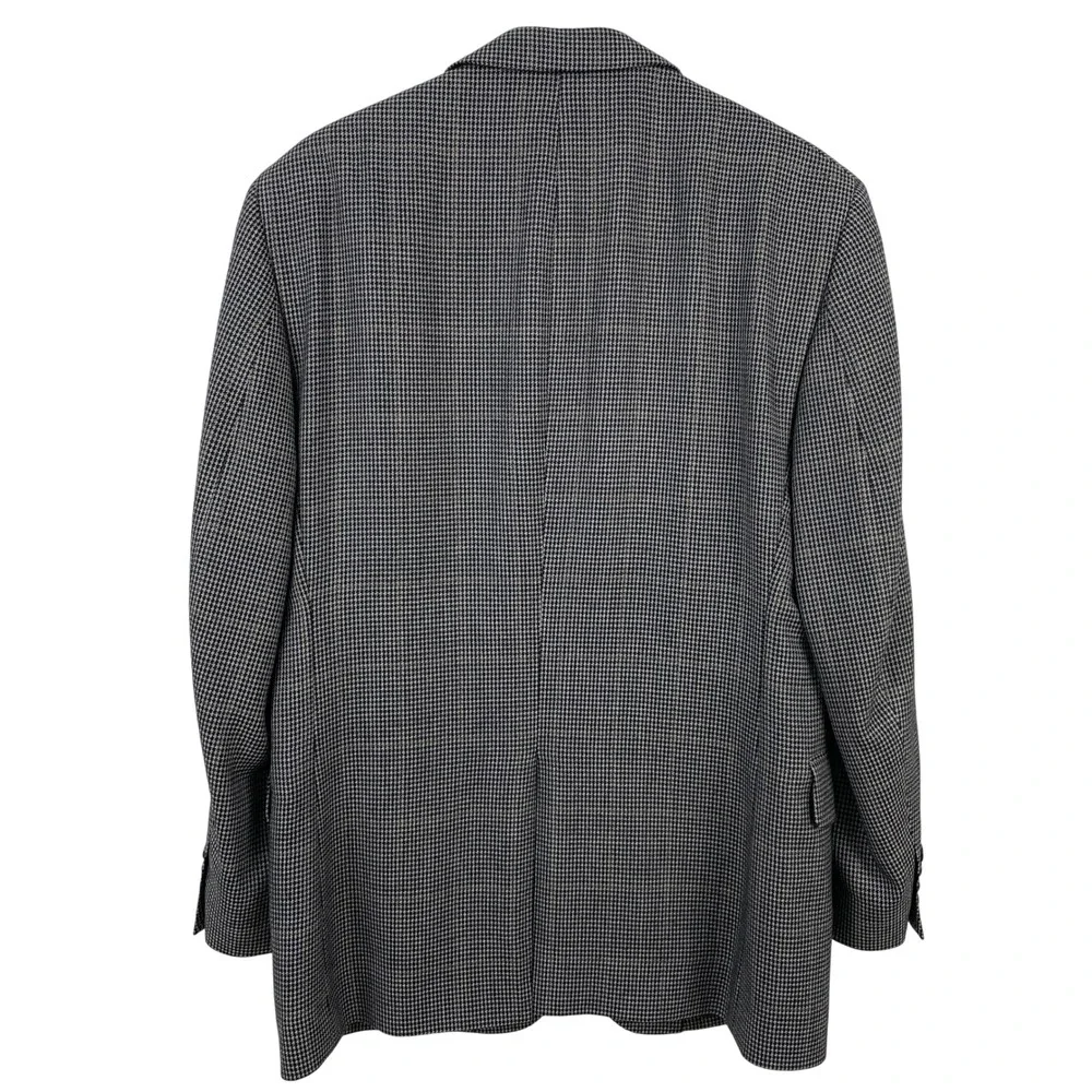 Jos. A. Bank Mens 40R Silk Wool Houndstooth‎ Blazer Sport Coat Black White Brown